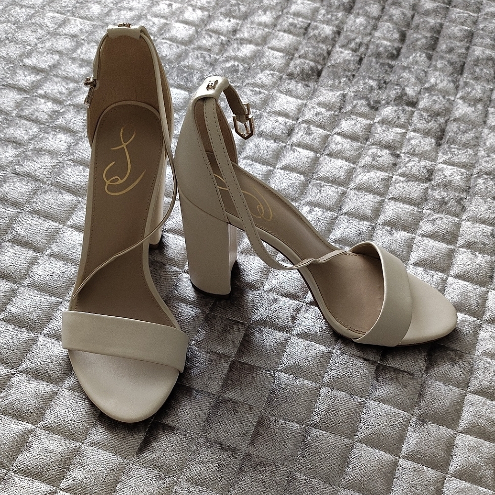 Sam Edelman Cream Ankle Strap Heels